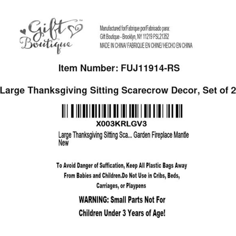Thanksgiving Sitting Scarecrow Decor Set of 2 Large 50 Inch Boy Girl Couple - Picture 7 of 8